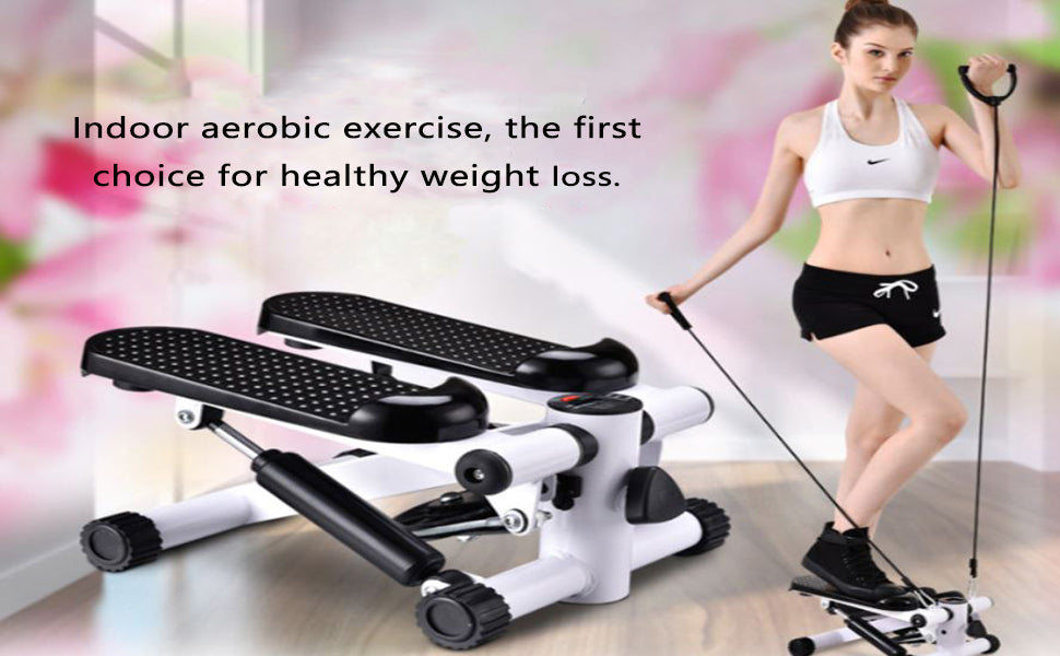 Stepper Exercise Machine with Resistance Bands and LCD Monitor